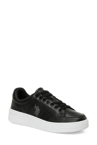 Pantofi sport din piele cu logo, Negru