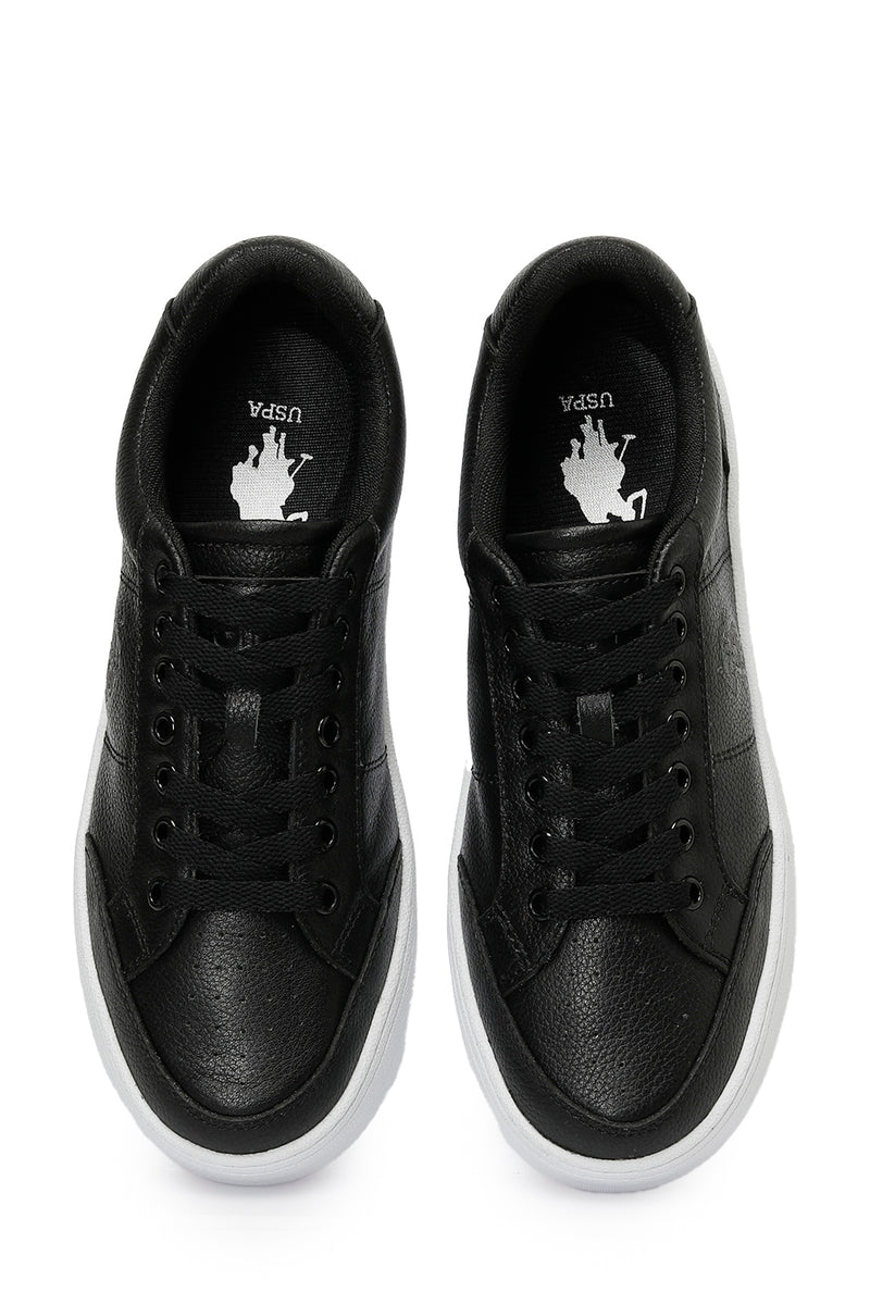 Pantofi sport din piele cu logo, Negru