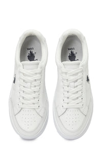 Pantofi sport din piele cu logo, Alb