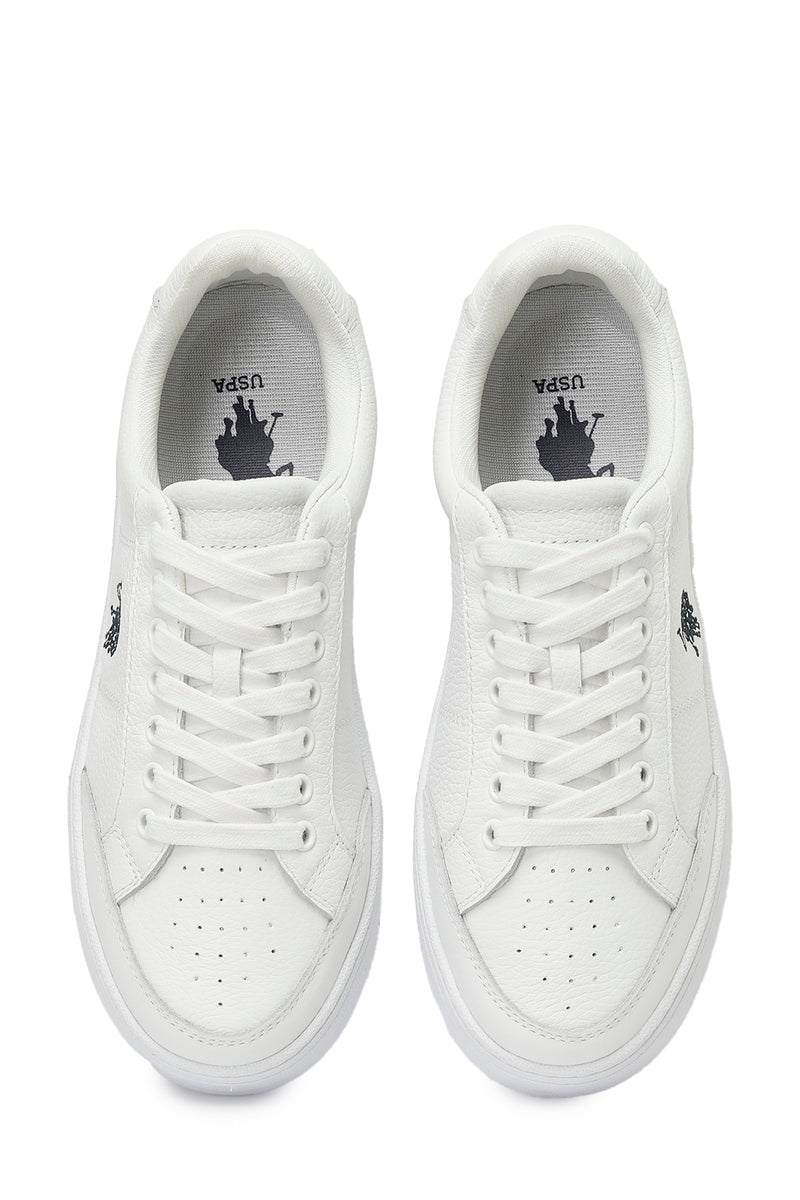 Pantofi sport din piele cu logo, Alb