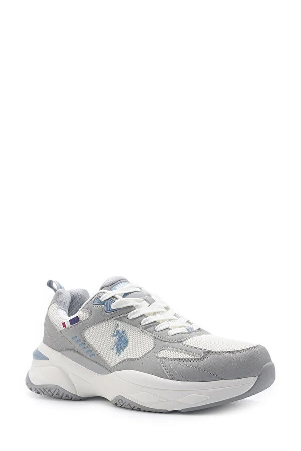 Pantofi sport cu garnituri de piele intoarsa si plasa, Gri