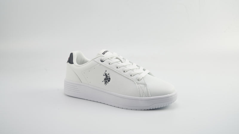 Pantofi sport din piele ecologica cu logo, Alb