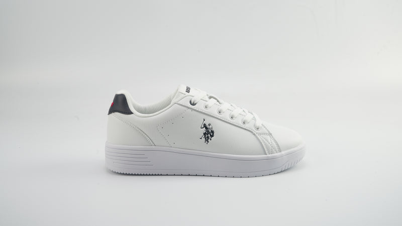 Pantofi sport din piele ecologica cu logo, Alb