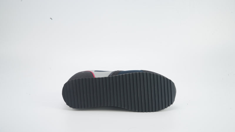 Pantofi sport cu garnituri de piele ecologica si plasa, Bleumarin/ Gri