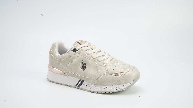 Pantofi sport din piele ecologica cu logo, Bej