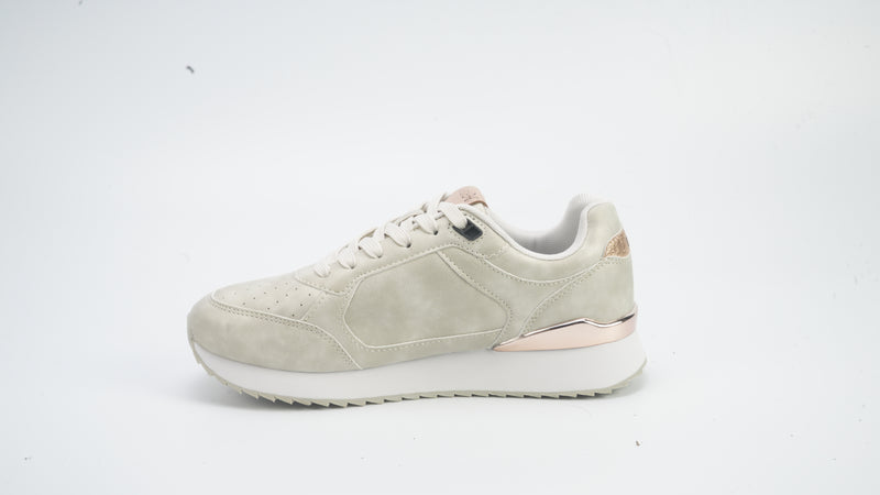 Pantofi sport din piele ecologica cu logo, Bej