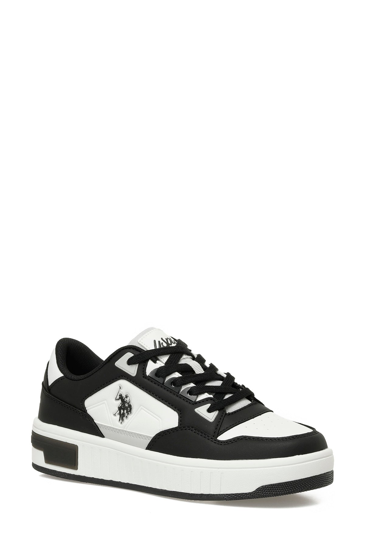 Pantofi Sport De Piele Ecologica Cu Garnituri Contrastante, Alb/ Negru