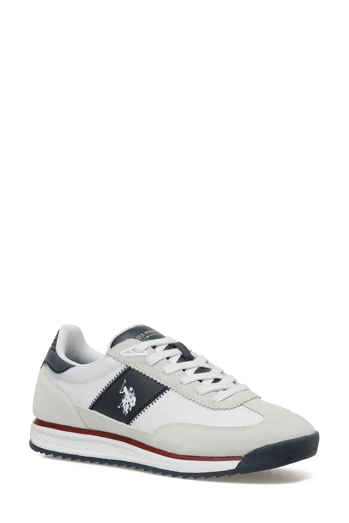 Pantofi Sport Din Piele Întoasrsă Cu Inserții Din Material Textil Cu Detaliu Logo, Bej/ Alb