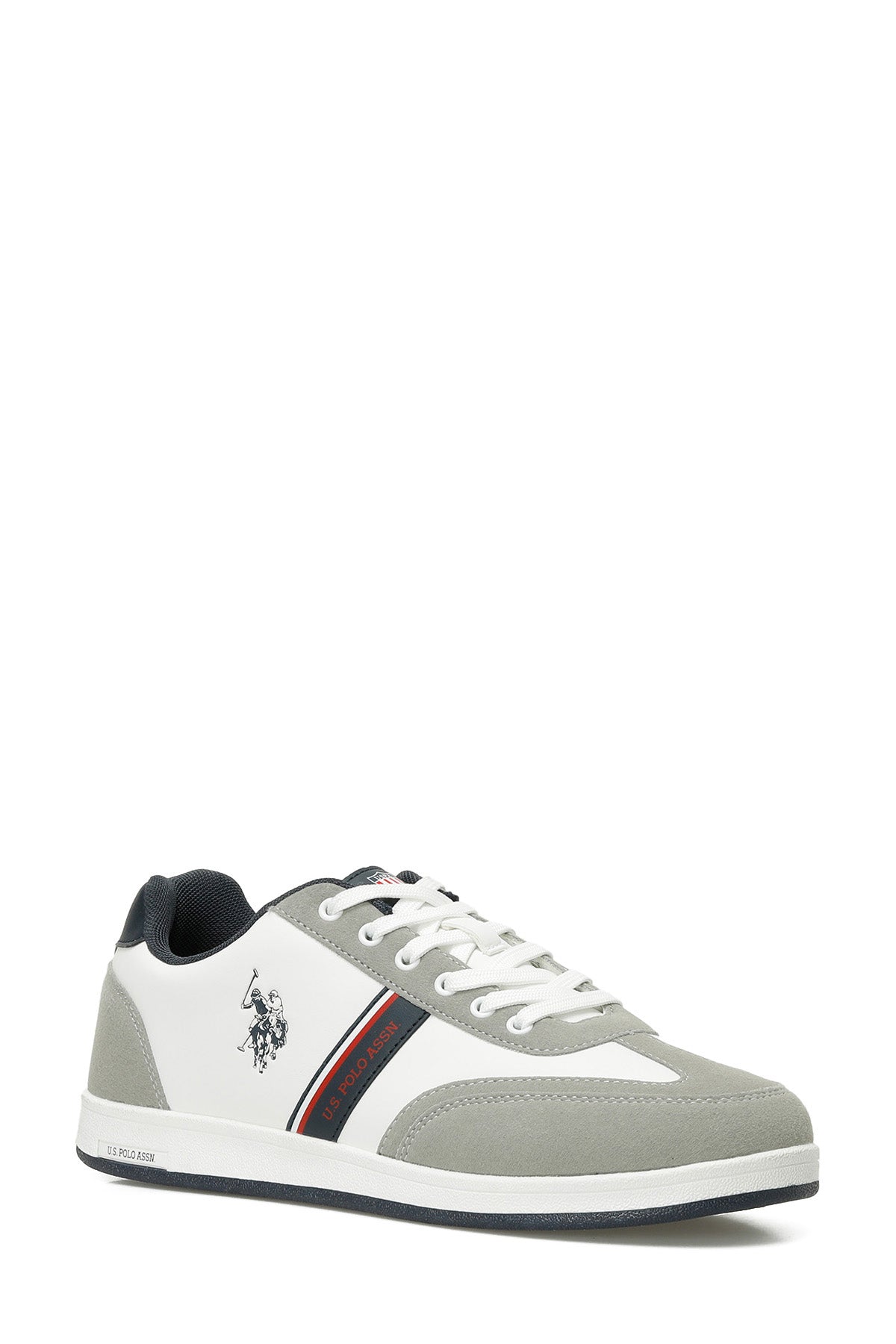Pantofi Sport  Din Piele Ecologica Cu Imprimeu Logo, Alb/Gri