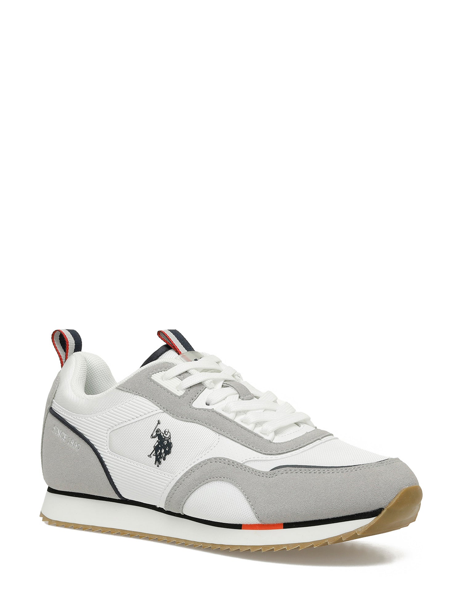 Pantofi Sport Cu Garnituri Din Piele Ecologica Și Material Textil, Alb/Gri