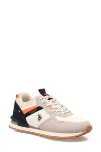 Pantofi Sport Cu Garnituri Din Piele Ecologica Și Material Textil, Alb/Bej/Negru