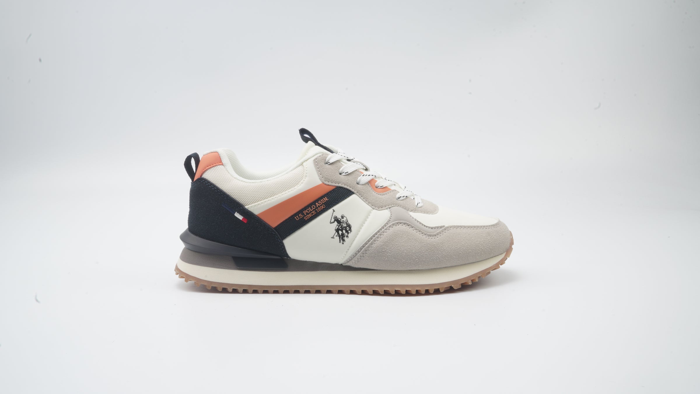 Pantofi Sport Cu Garnituri Din Piele Ecologica Și Material Textil, Alb/Bej/Negru