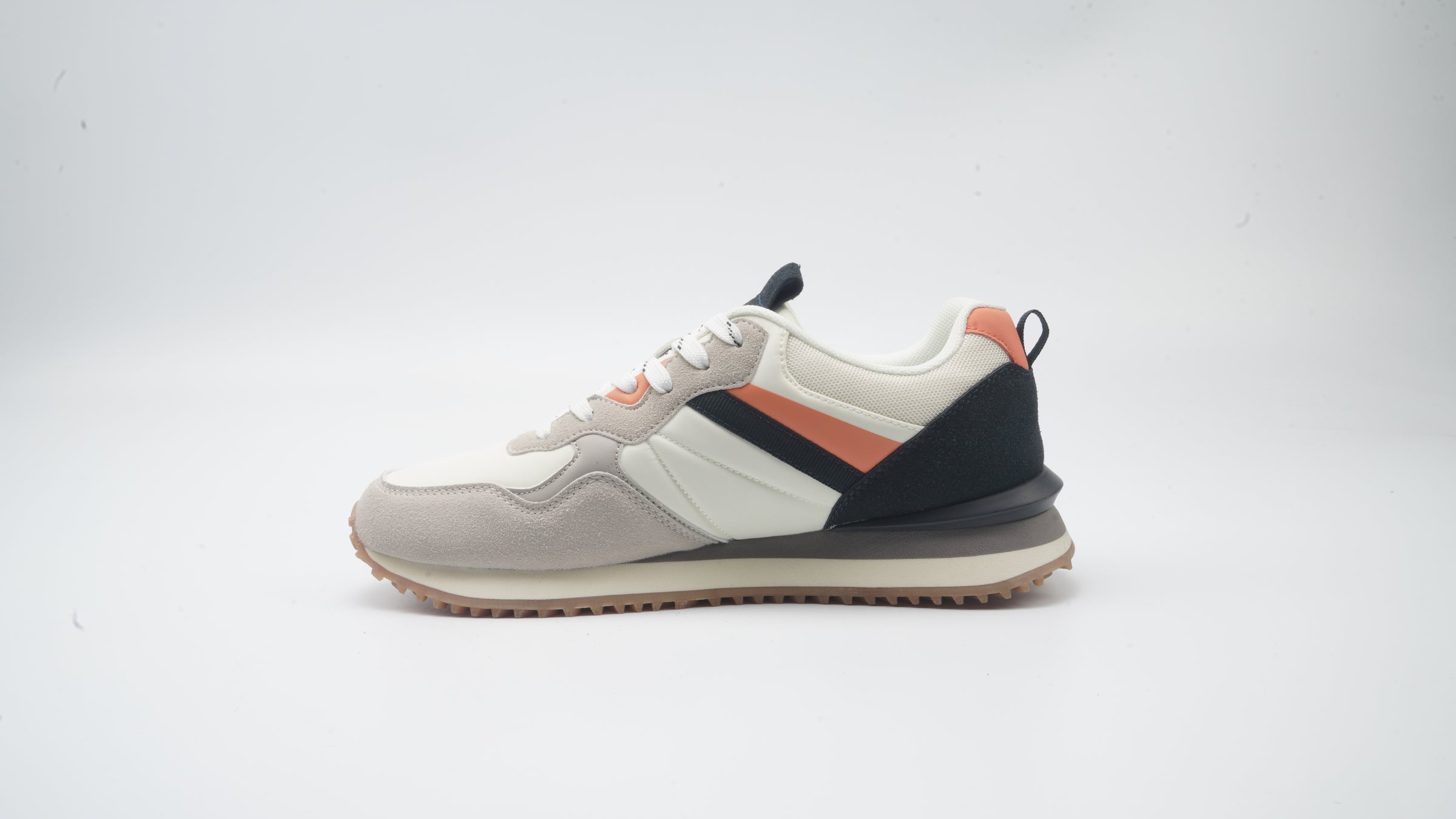 Pantofi Sport Cu Garnituri Din Piele Ecologica Și Material Textil, Alb/Bej/Negru