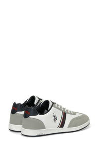 Pantofi sport cu garnituri de piele ecologica si textil, Alb/ Gri