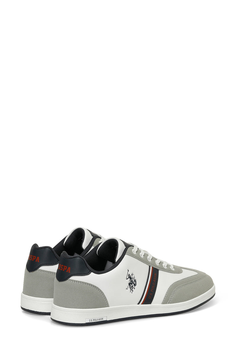 Pantofi sport cu garnituri de piele ecologica si textil, Alb/ Gri