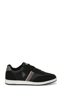 Pantofi sport cu garnituri de piele ecologica si textil, Negru