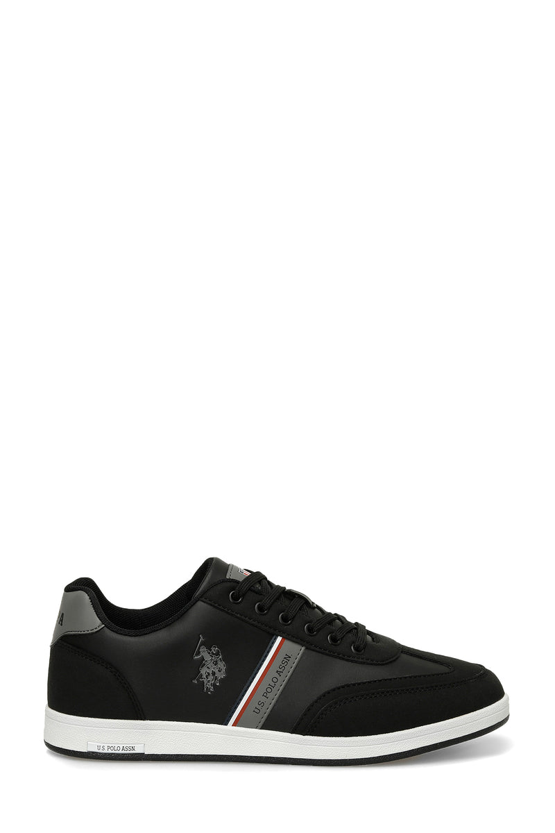 Pantofi sport cu garnituri de piele ecologica si textil, Negru
