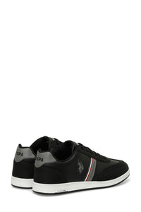 Pantofi sport cu garnituri de piele ecologica si textil, Negru