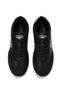 Pantofi sport cu garnituri de piele ecologica si textil, Negru