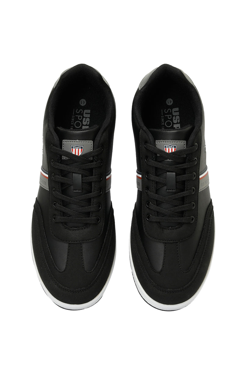 Pantofi sport cu garnituri de piele ecologica si textil, Negru