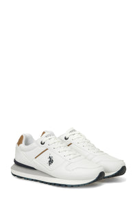 Pantofi sport din piele ecologica cu logo, Alb