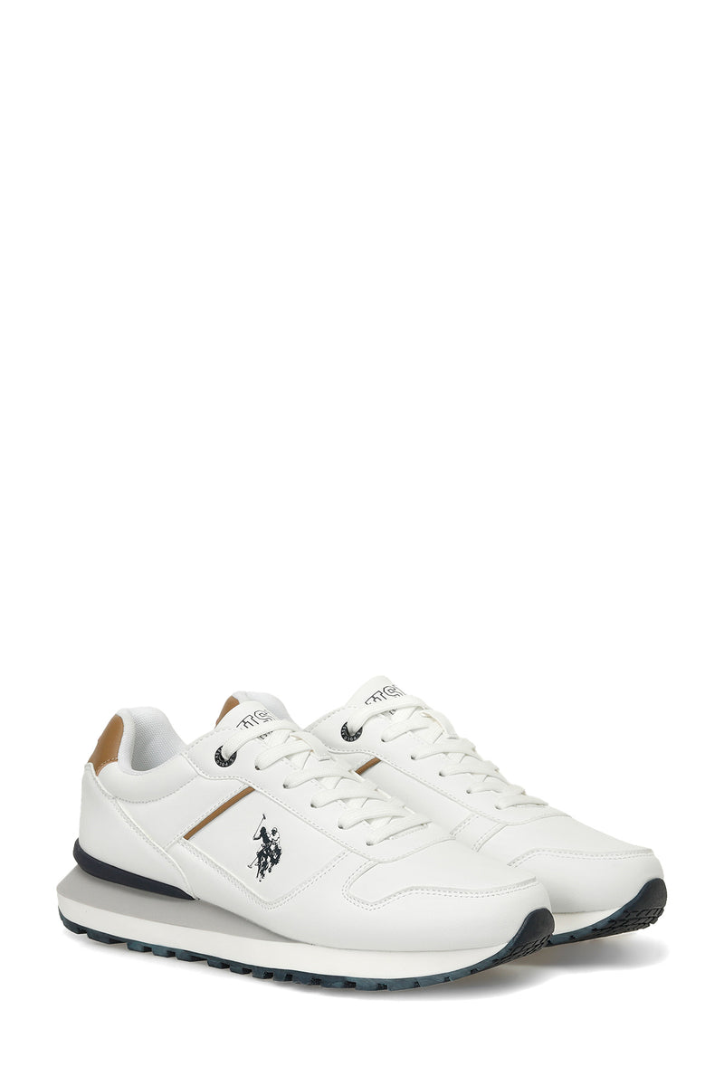 Pantofi sport din piele ecologica cu logo, Alb