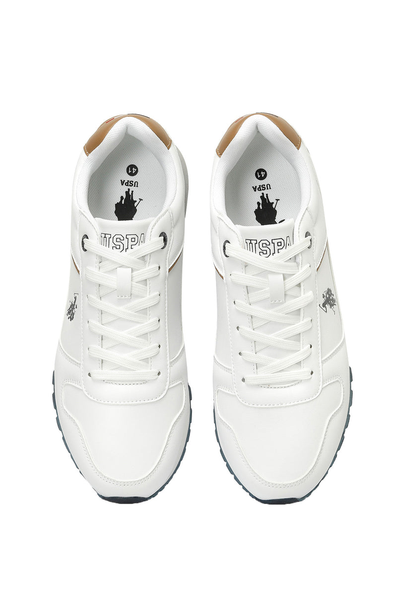 Pantofi sport din piele ecologica cu logo, Alb