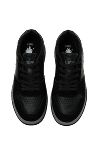 Pantofi sport din piele ecologica si piele intoarsa, Negru