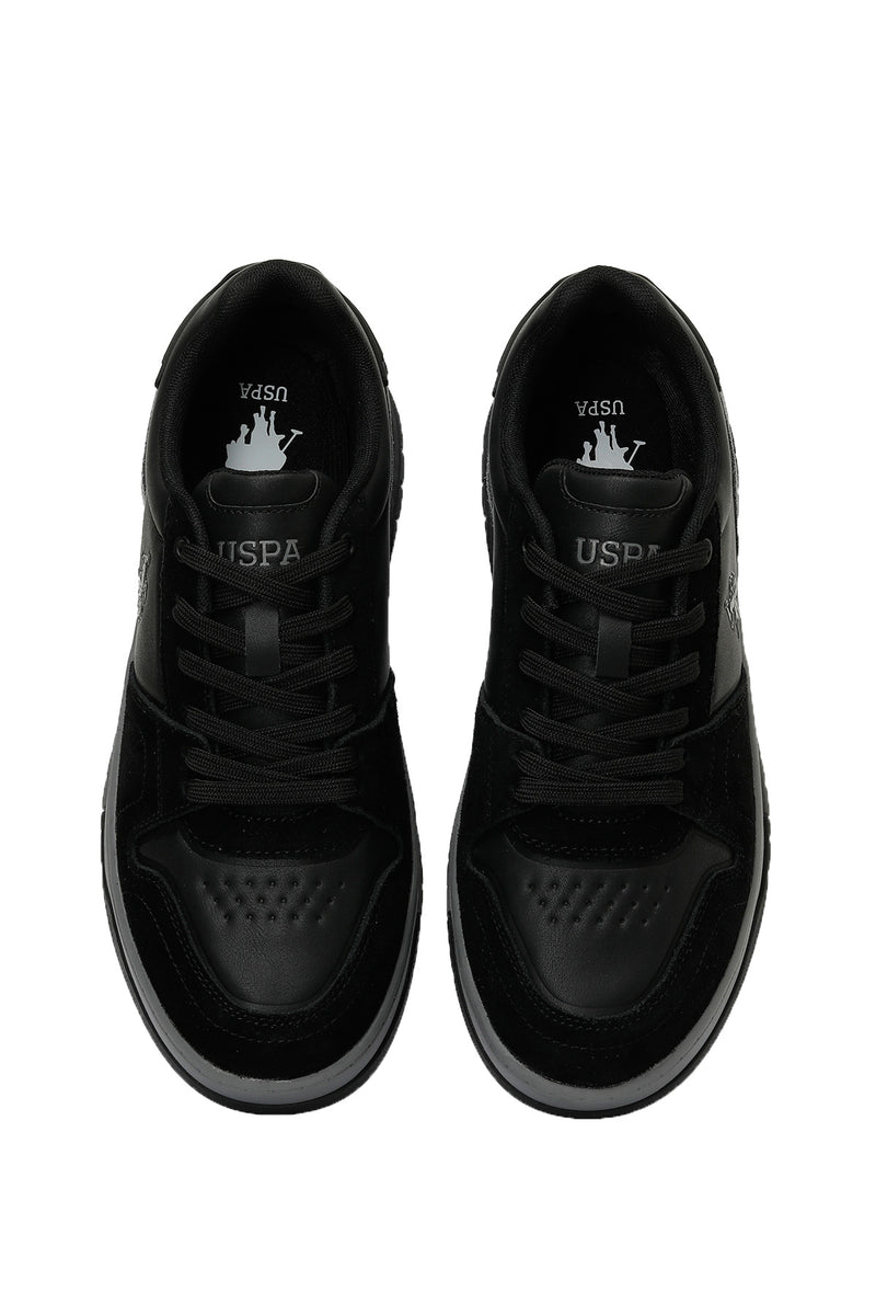 Pantofi sport din piele ecologica si piele intoarsa, Negru