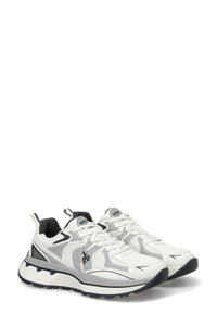 Pantofi sport cu garnituri de piele ecologica si plasa, Alb/Gri