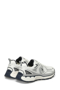 Pantofi sport cu garnituri de piele ecologica si plasa, Alb/Gri