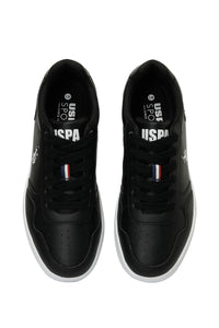 Pantofi sport din piele ecologica cu detaliu logo, Negru/Alb