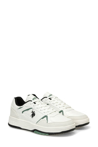 Pantofi sport din piele ecologica cu detaliu logo, Alb