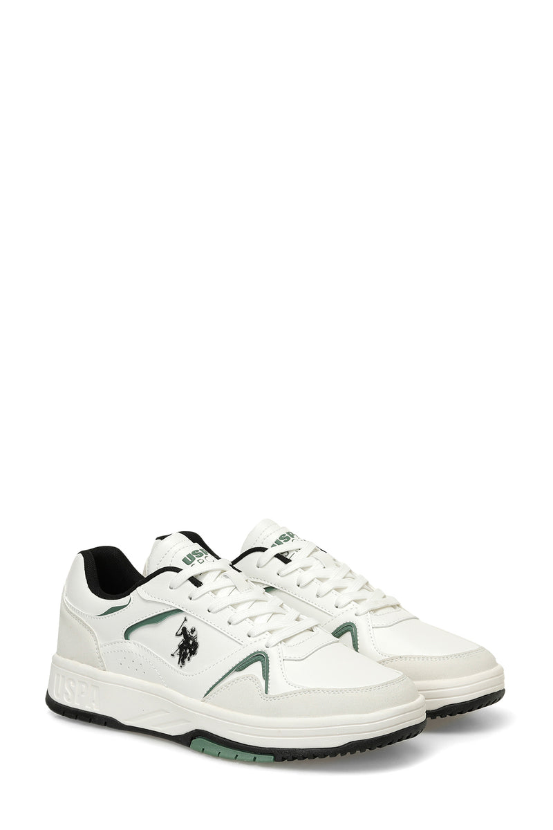 Pantofi sport din piele ecologica cu detaliu logo, Alb