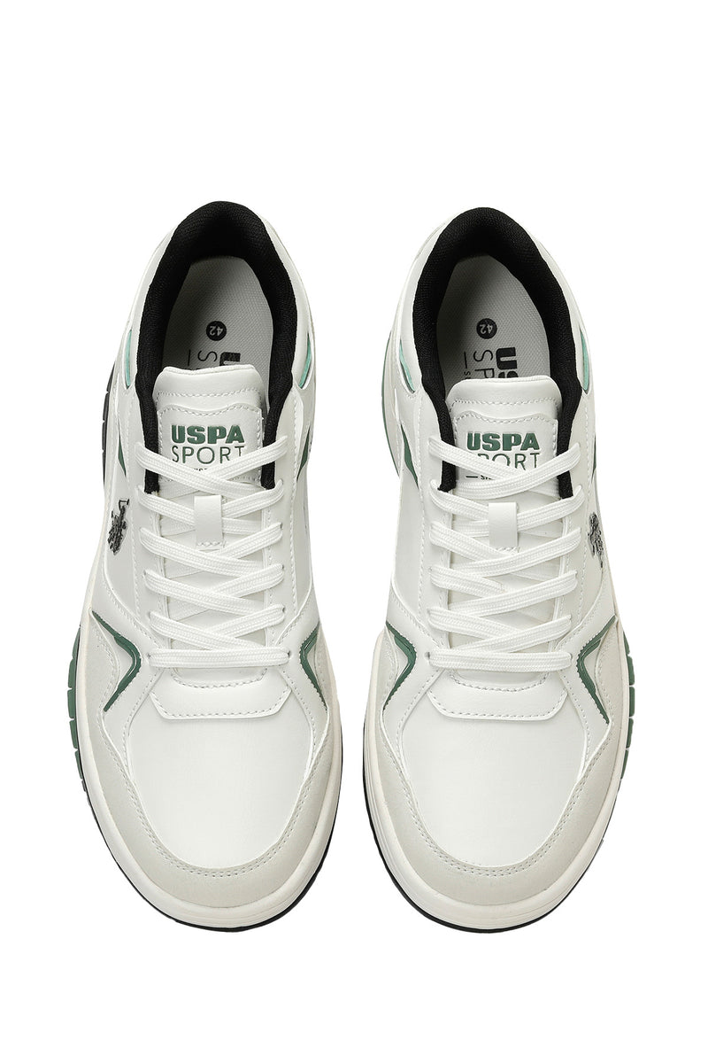 Pantofi sport din piele ecologica cu detaliu logo, Alb