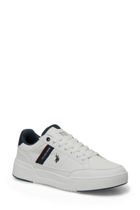 Pantofi sport din piele ecologica cu detaliu logo, Alb