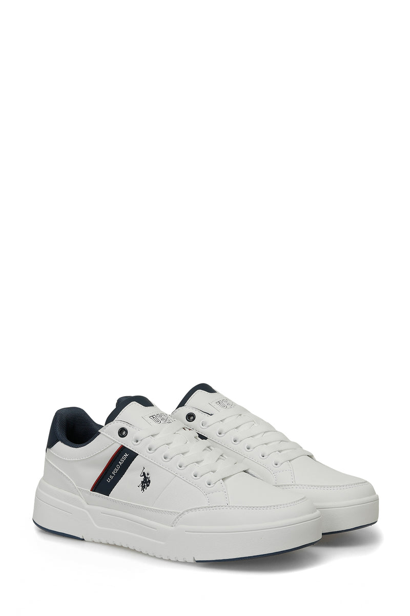 Pantofi sport din piele ecologica cu detaliu logo, Alb