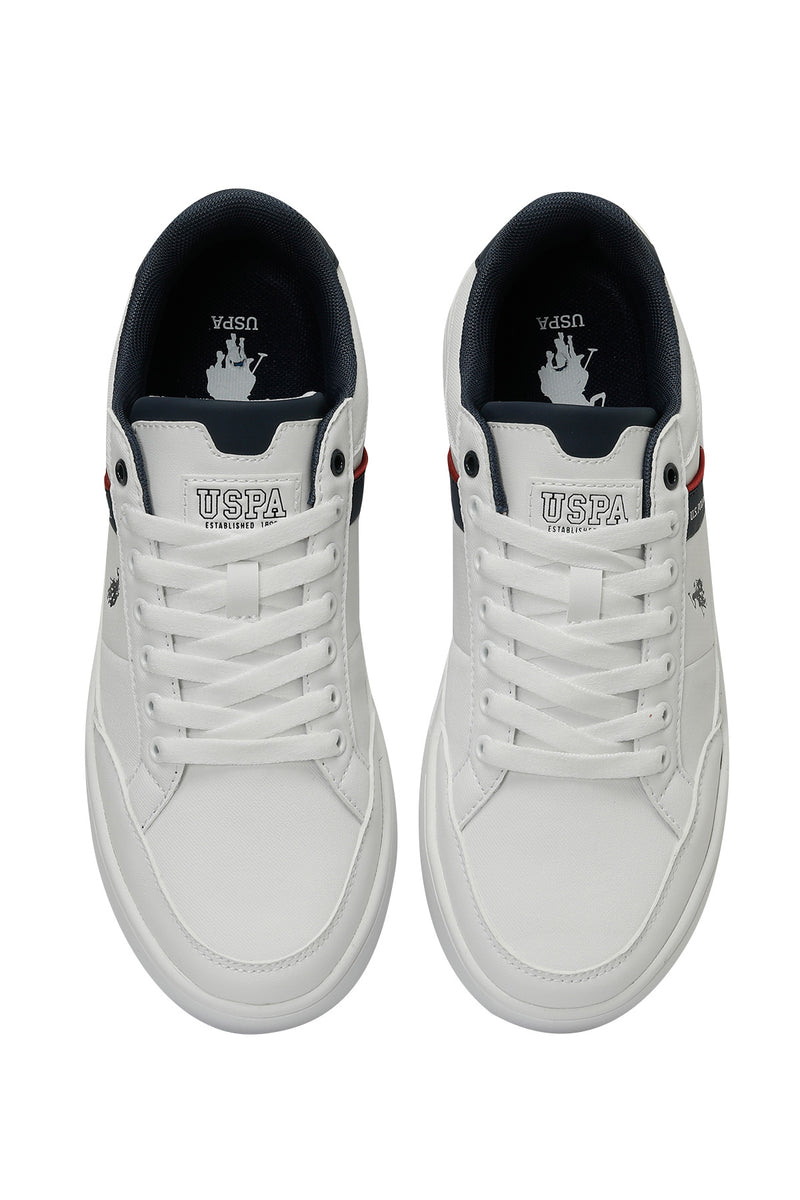 Pantofi sport din piele ecologica cu detaliu logo, Alb