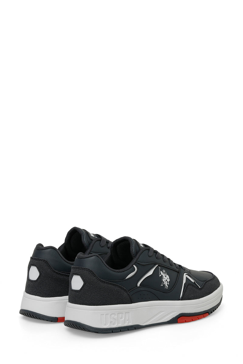 Pantofi sport din piele ecologica cu detaliu logo, Bleumarin