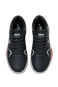 Pantofi sport din piele ecologica cu detaliu logo, Bleumarin