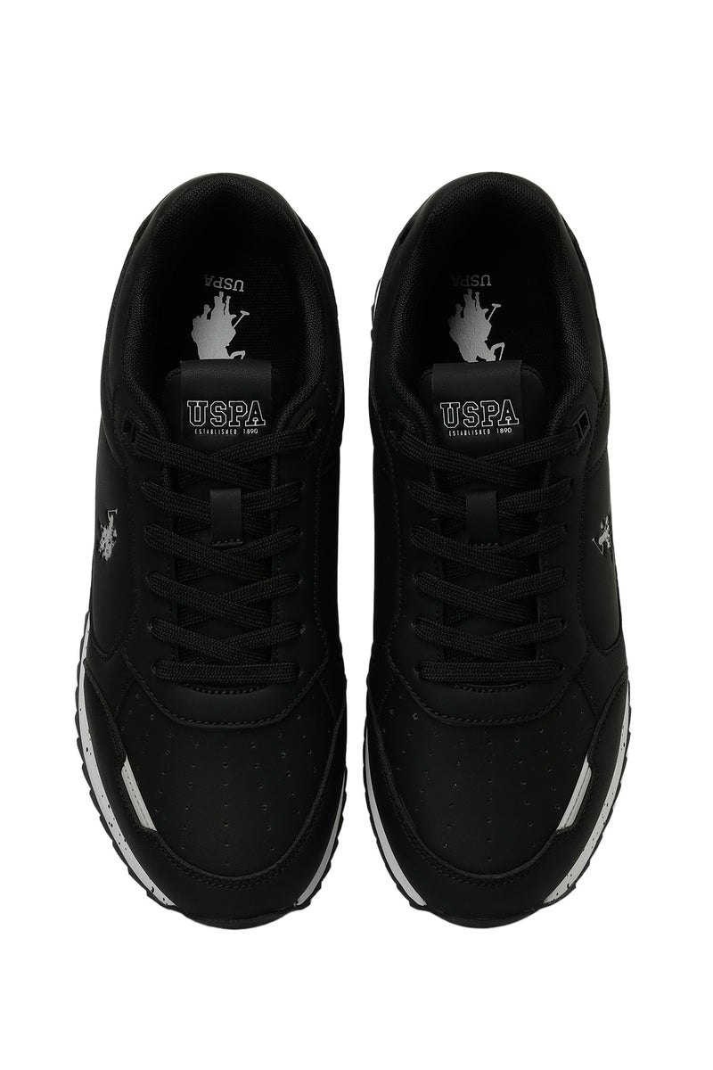 Pantofi sport barbati din piele ecologica cu logo, Negru