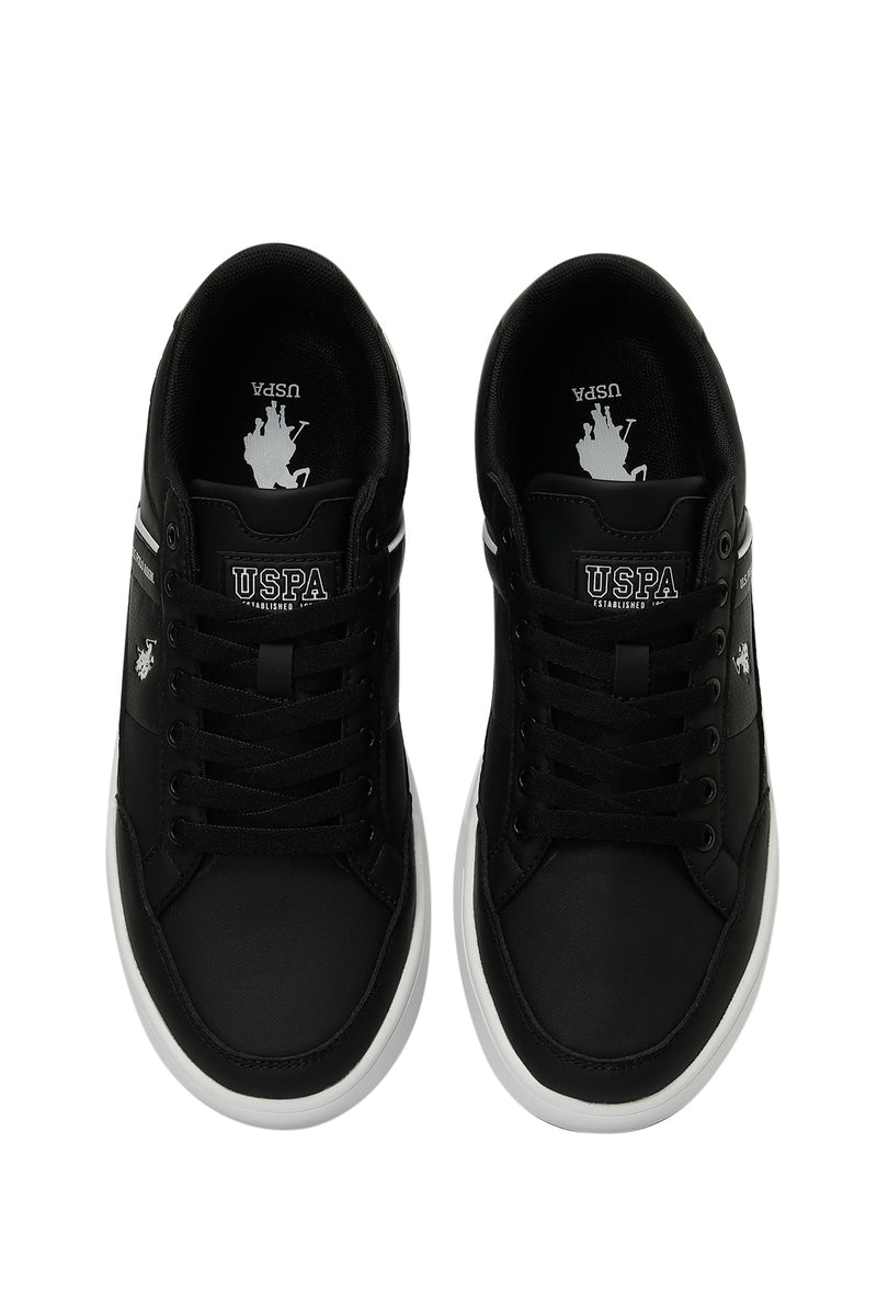 Pantofi sport din piele ecologica cu detaliu logo, Negru