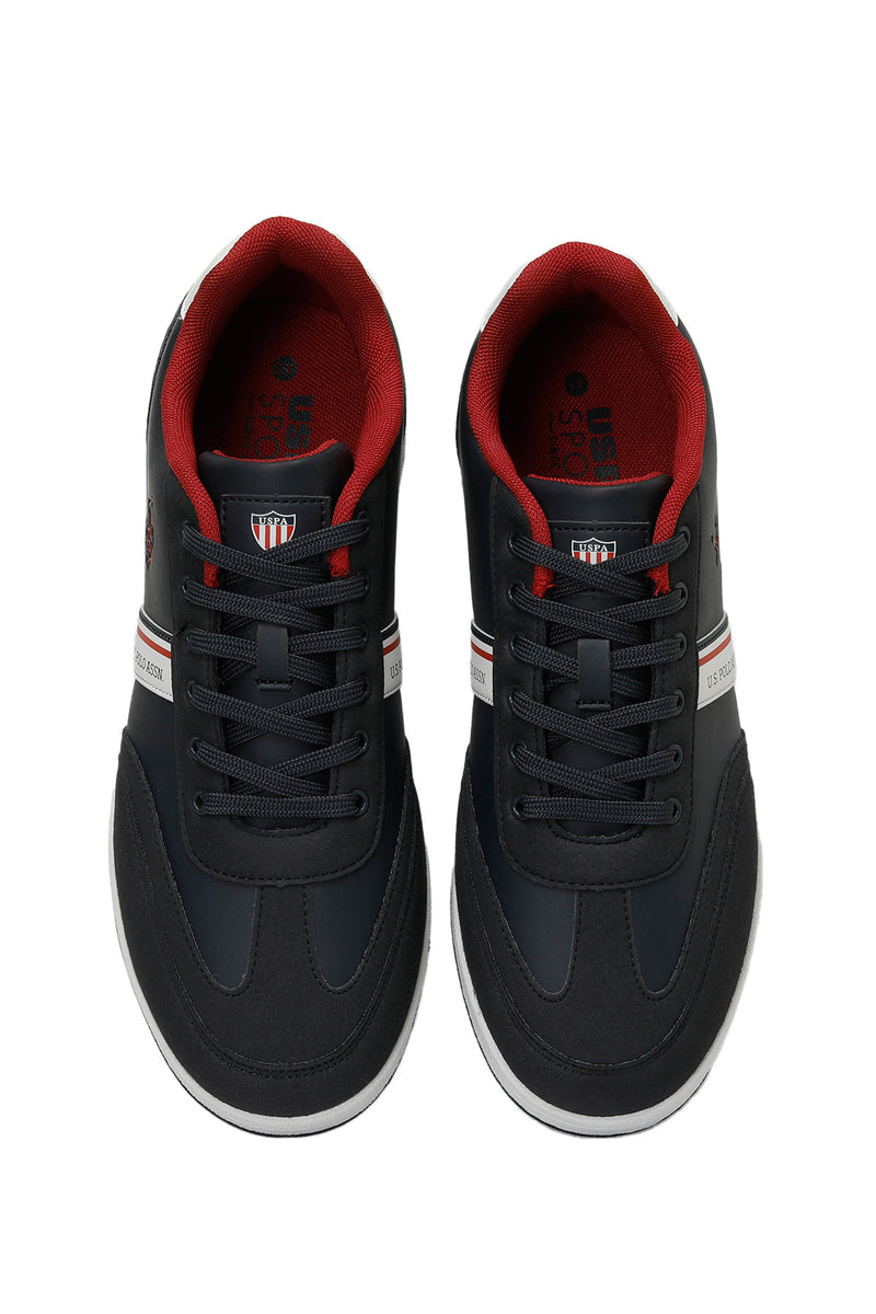 Pantofi sport cu garnituri de piele ecologica si textil, Bleumarin