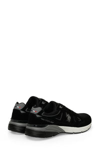 Pantofi sport cu garnituri de piele intoarsa si plasa, Negru