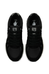 Pantofi sport cu garnituri de piele intoarsa si plasa, Negru