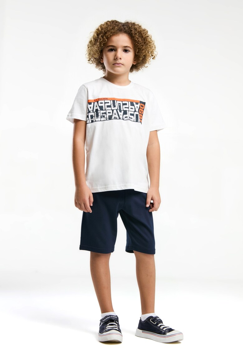 Set 2 Piese Băieți - Tricou Alb Cu Print Și Pantaloni Scurți Cu Imprimeu Logo