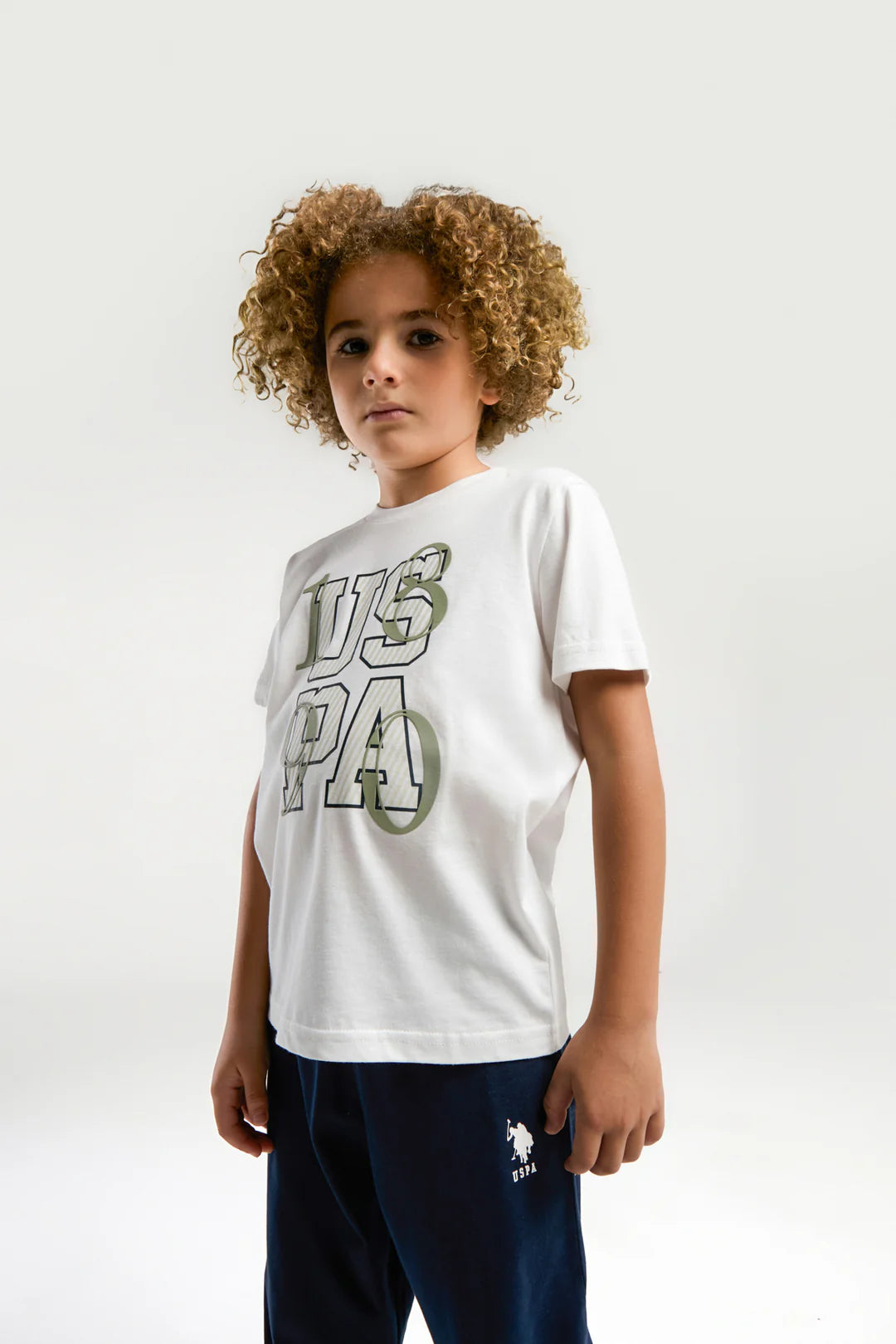 Set 2 Piese Băieți - Tricou Alb Cu Print USPA Și Pantaloni Lungi Negri