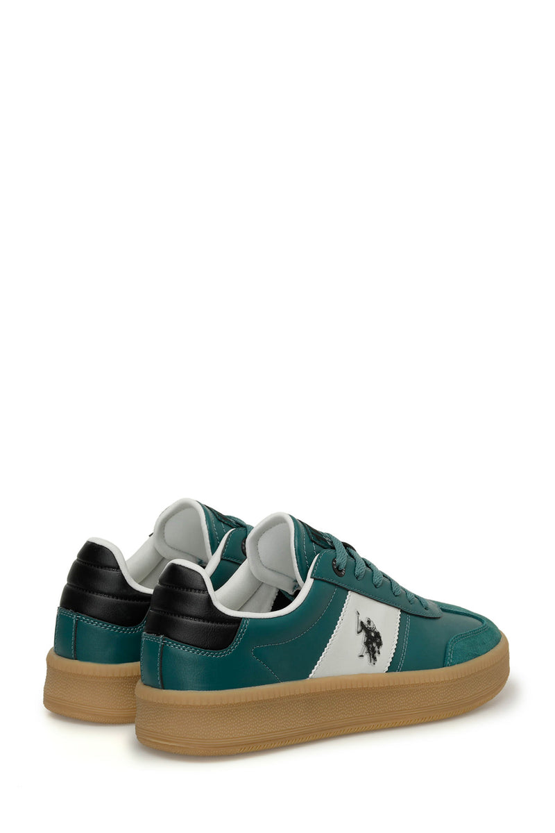 Pantofi sport cu garnituri de piele ecologica si piele intoarsa, Verde/ Alb