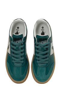 Pantofi sport cu garnituri de piele ecologica si piele intoarsa, Verde/ Alb