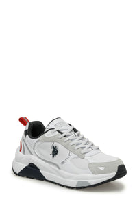 Pantofi sport cu garnituri de piele ecologica, piele intoarsa si plasa, Alb/Gri